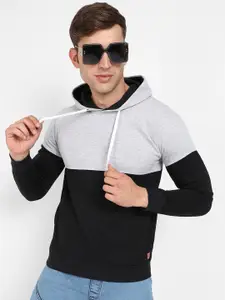 Campus Sutra Colourblocked Hooded Cotton Sweatshirt