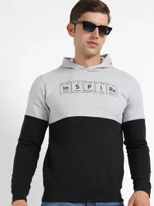 Campus Sutra Colourblocked Hooded Cotton Pullover Sweatshirt