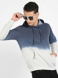 Campus Sutra Colourblocked Hooded Cotton Pullover Sweatshirt