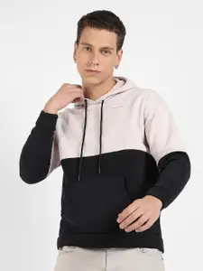 Campus Sutra Colourblocked Hooded Cotton Pullover Sweatshirt