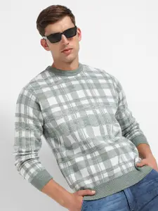 Campus Sutra Checked Ribbed Woollen Pullover