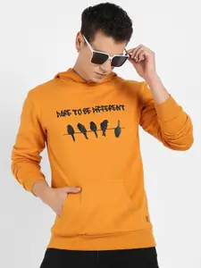 Campus Sutra Typography Printed Hooded Cotton Pullover Sweatshirt