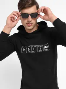 Campus Sutra Typography Printed Hooded Pullover Cotton Sweatshirt
