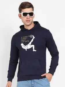 Campus Sutra Graphic Printed Hooded Cotton Pullover