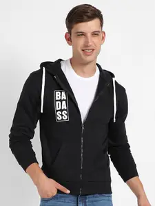 Campus Sutra Hooded Cotton Front Open Sweatshirt