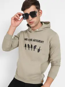Campus Sutra Typography Printed Hooded Pullover