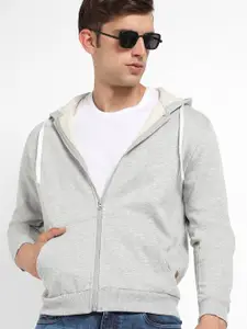 Campus Sutra Hooded Cotton Front Open Sweatshirt