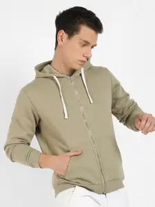 Campus Sutra Hooded Cotton Front Open Sweatshirt