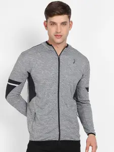 Campus Sutra Mandarin Collar Colorblocked Windcheater Contrast Tailored Jacket