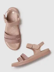 Marc Loire Textured Open Toe Flats With Backstrap