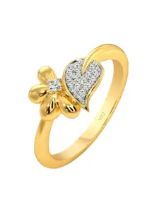 Vighnaharta Gold-Plated CZ-Studded Details Finger Ring