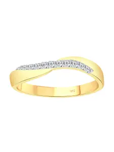 Vighnaharta Gold-Plated CZ-Studded Details Finger Ring