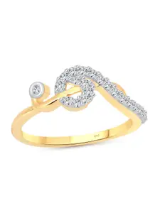 Vighnaharta Gold-Plated CZ-Studded Details Finger Ring