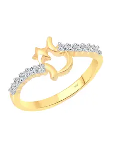 Vighnaharta Gold-Plated CZ-Studded Details Finger Ring