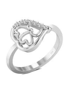 Vighnaharta Rhodium-Plated CZ-Studded Details Finger Ring