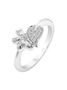 Vighnaharta Rhodium-Plated Cubic Zirconia Studded Finger Ring
