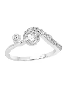 Vighnaharta Rhodium-Plated Cubic Zirconia Studded Finger Ring