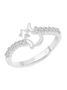 Vighnaharta Rhodium-Plated Cubic Zirconia Studded Details Finger Ring