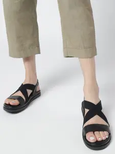 Marc Loire Textured Double Strap Open Toe Flats With Backstrap