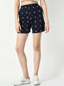 BAESD Women Geometric Printed High-Rise Pure Cotton Shorts