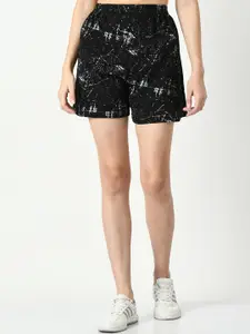 BAESD Women Abstract Printed High-Rise Pure Cotton Shorts