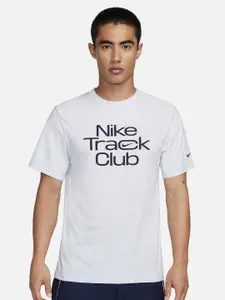 Nike Track Club Dri-FIT Typography Printed Short Sleeve Running T-Shirt
