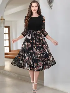BAESD Paisley Printed Tiered Georgette Fit & Flare Dress