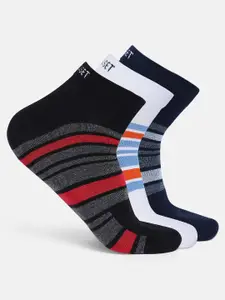 CRUSSET Men Pack Of 3 Striped Assorted Ankle-Length Socks