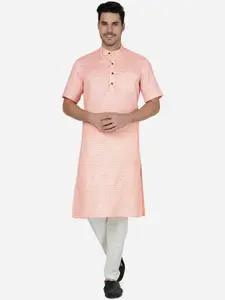 Modi Kurta Striped Band Collar Kurtas