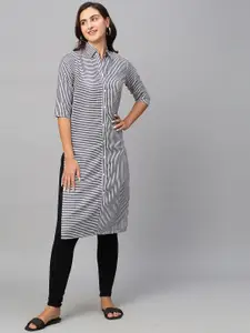 Sangria Striped Cotton Straight Kurta