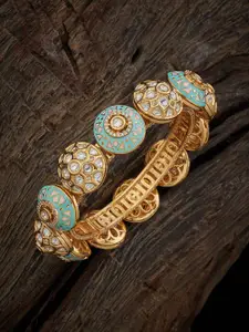 Kushal's Fashion Jewellery Kundan-Studded & Enamelled Antique Bangle