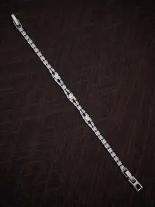 Kushal's Fashion Jewellery Rhodium-Plated Cubic Zirconia Wraparound Bracelet