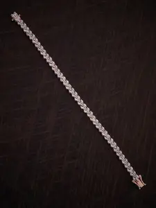 Kushal's Fashion Jewellery Women Metal Rhodium-Plated Cubic Zirconia Wraparound Bracelet