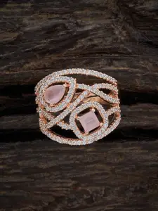Kushal's Fashion Jewellery Rose Gold-Plated Cubic Zirconia Studded Adjustable Finger Ring