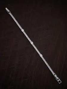 Kushal's Fashion Jewellery Cubic Zirconia Rhodium-Plated Wraparound Bracelet
