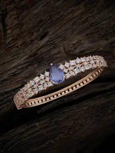Kushal's Fashion Jewellery Cubic Zirconia Rhodium-Plated Kada Bracelet