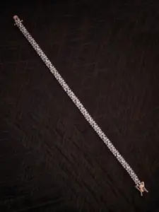 Kushal's Fashion Jewellery White Cubic Zirconia Rhodium-Plated Wraparound Bracelet