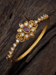 Kushal's Fashion Jewellery Silver Antique Gold-Plated Kada Bracelet