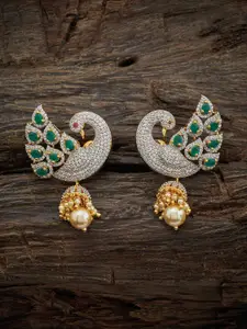 Kushal's Fashion Jewellery Rhodium Plated Dome Shaped Studs Earrings