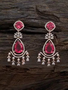 Kushal's Fashion Jewellery Rose Gold Plated CZ Studded Drop Earrings