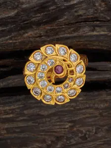 Kushal's Fashion Jewellery Gold-Plated Stone-Studded Finger Ring