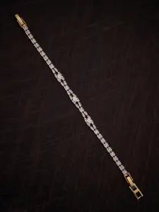 Kushal's Fashion Jewellery Women White Cubic Zirconia Rose Gold-Plated Wraparound Bracelet