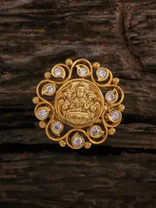 Kushal's Fashion Jewellery Gold-Plated Stone-studded Ethnic Antique Finger Ring