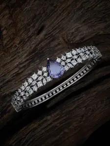 Kushal's Fashion Jewellery Rhodium-Plated Cubic Zirconia Kada Bracelet