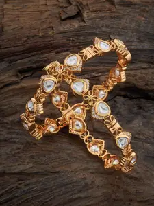 Kushal's Fashion Jewellery Set Of 2 Gold Plated Kundan Studded Bangle