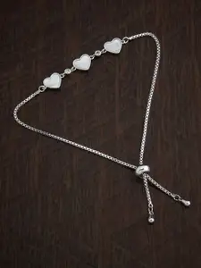 Kushal's Fashion Jewellery Cubic Zirconia Rhodium-Plated Cuff Bracelet