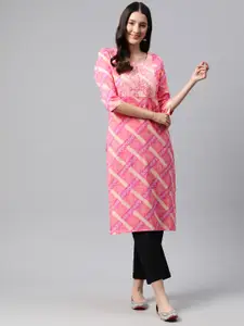 Readiprint Bandhani Printed Sequinned Pure Cotton Kurta