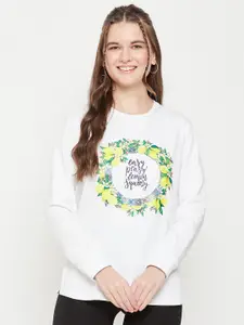 EDRIO Printed Round Neck Cotton Sweatshirt