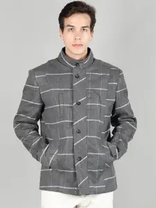 Dlanxa Stand Collar Checked Tweed Overcoat