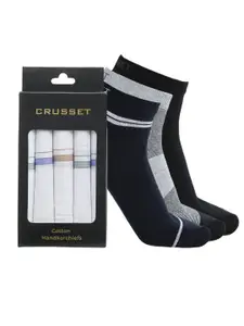 CRUSSET  Men Pack Of 8 Assorted Ankle Length Socks & Handkerchiefs